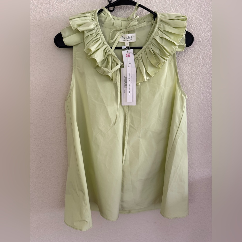 Psophia Vazquez De Castro Taffeta Top with Detachable Ruffle Collar Size S